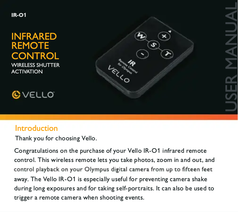 Página 1 del manual Manual de usuario Vello IR-O1