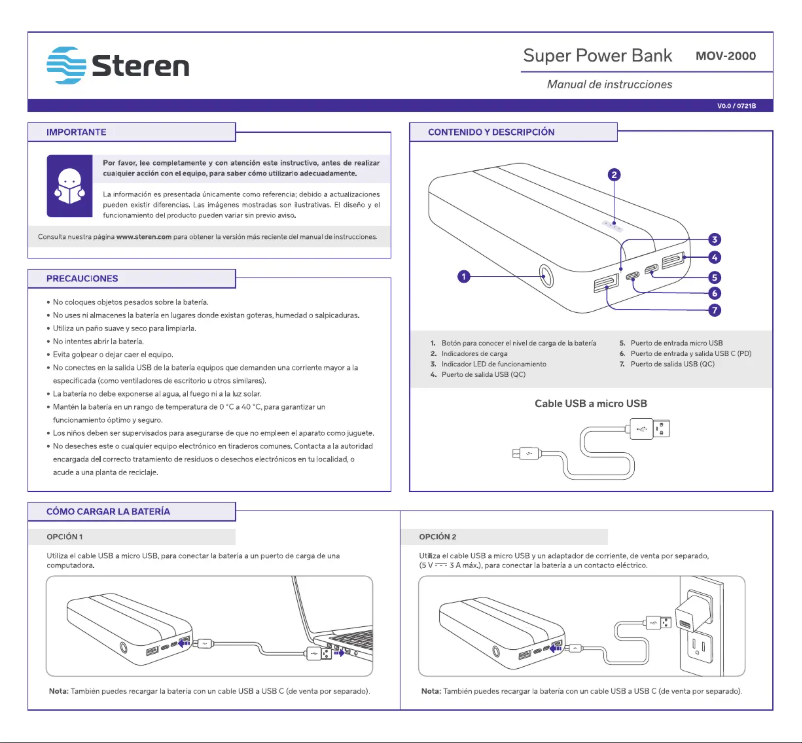 Imagen de la primera página del manual del dispositivo MOV-2000