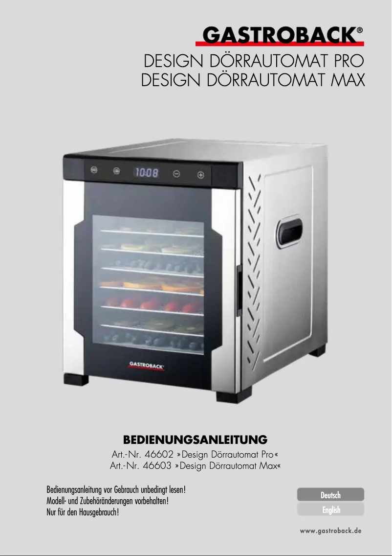 Página 1 del manual Manual de usuario Gastroback Design Pro 46602