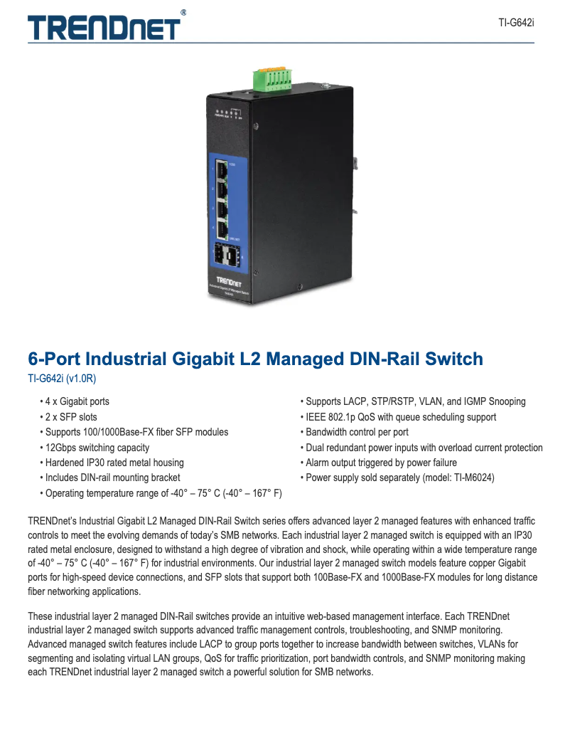 Imagen de la primera página del manual del dispositivo TI-G642i