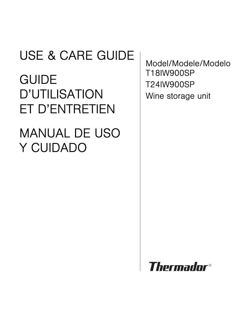 Imagen de la primera página del manual del dispositivo T18IW900SP