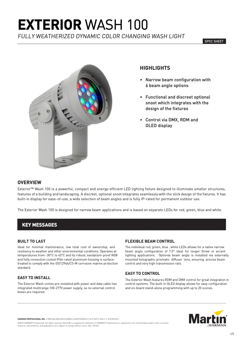 Imagen de la primera página del manual del dispositivo Exterior Wash 100