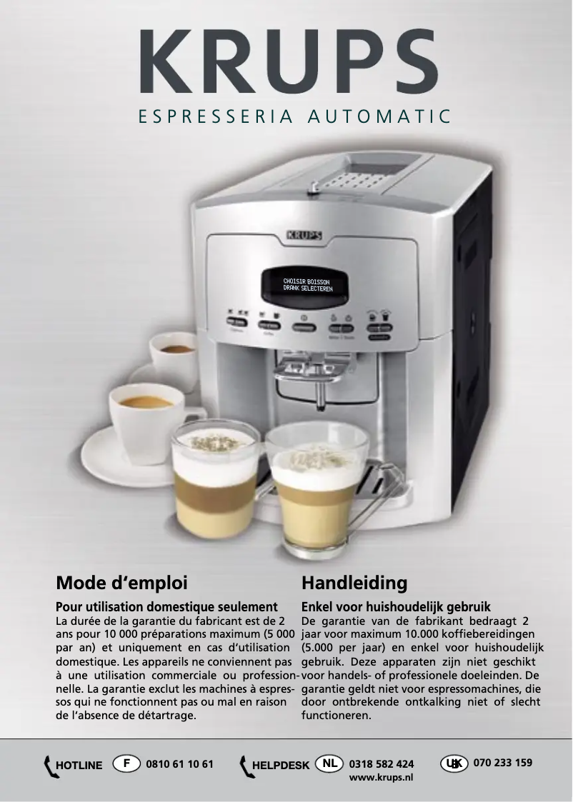 Imagen de la primera página del manual del dispositivo Espresseria Automatic XP9000