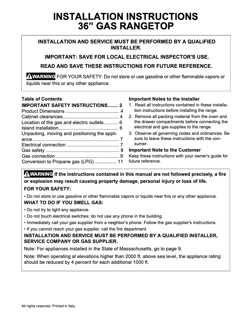 Imagen de la primera página del manual del dispositivo ECCG3672AS