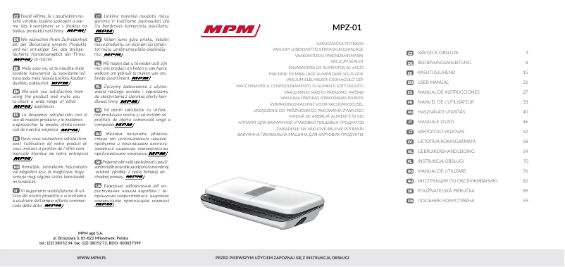 Imagen de la primera página del manual del dispositivo MPZ-01