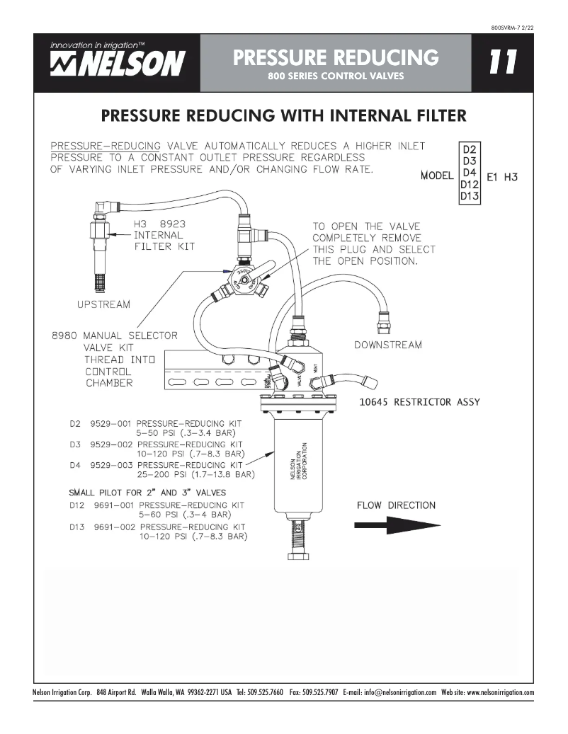 Página 1 del manual Diagrama de cableado Nelson 800 Series Pressure Reducing Valves