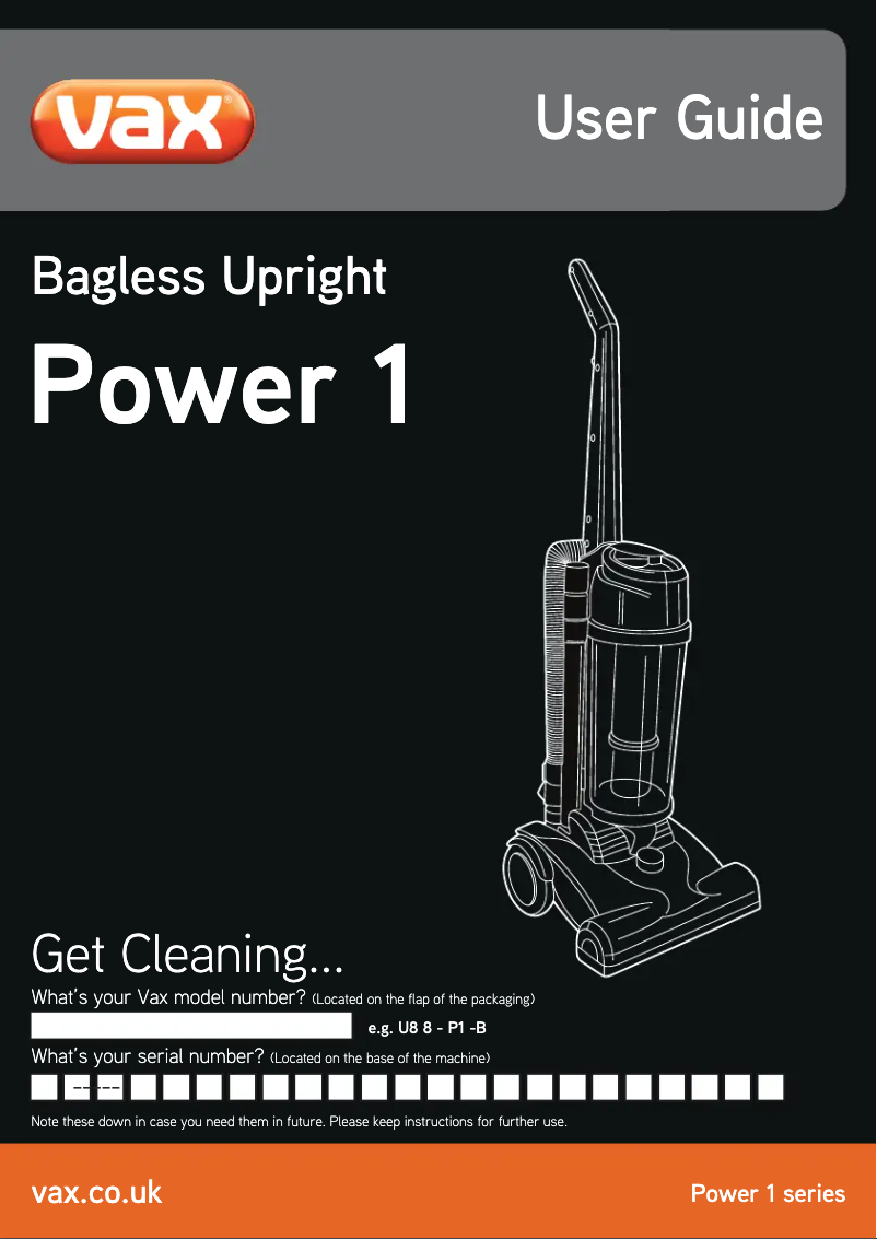 Página nº 1 - Manual de usuario Vax Power 1 U89-P1-B