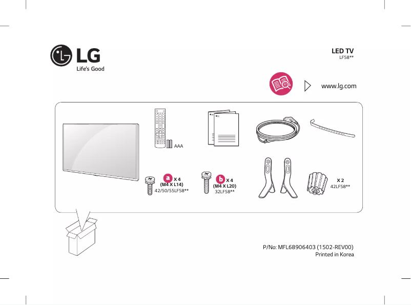 Imagen de la primera página del manual del dispositivo 32LF580U