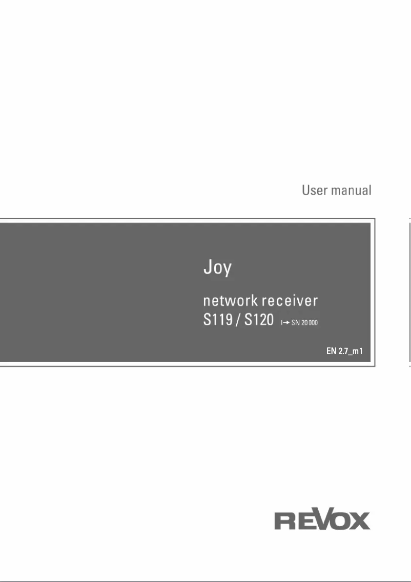 Página nº 1 - Manual de usuario Revox Joy S119 MK2