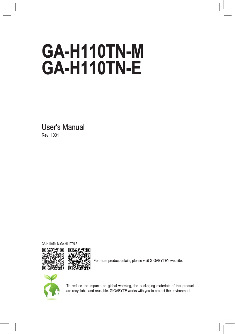 Página 1 del manual Manual de usuario Gigabyte GA-H110TN-M