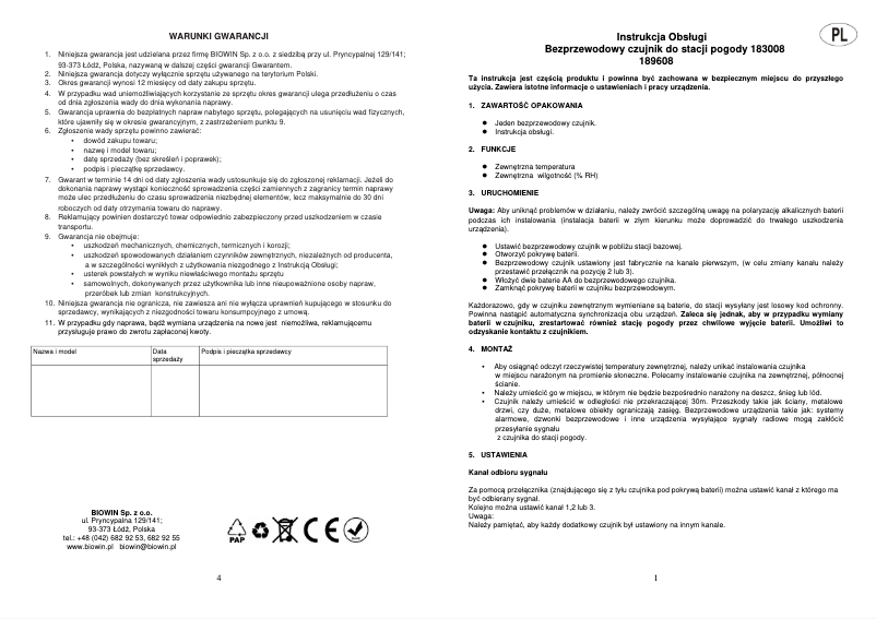 Imagen de la primera página del manual del dispositivo 189608