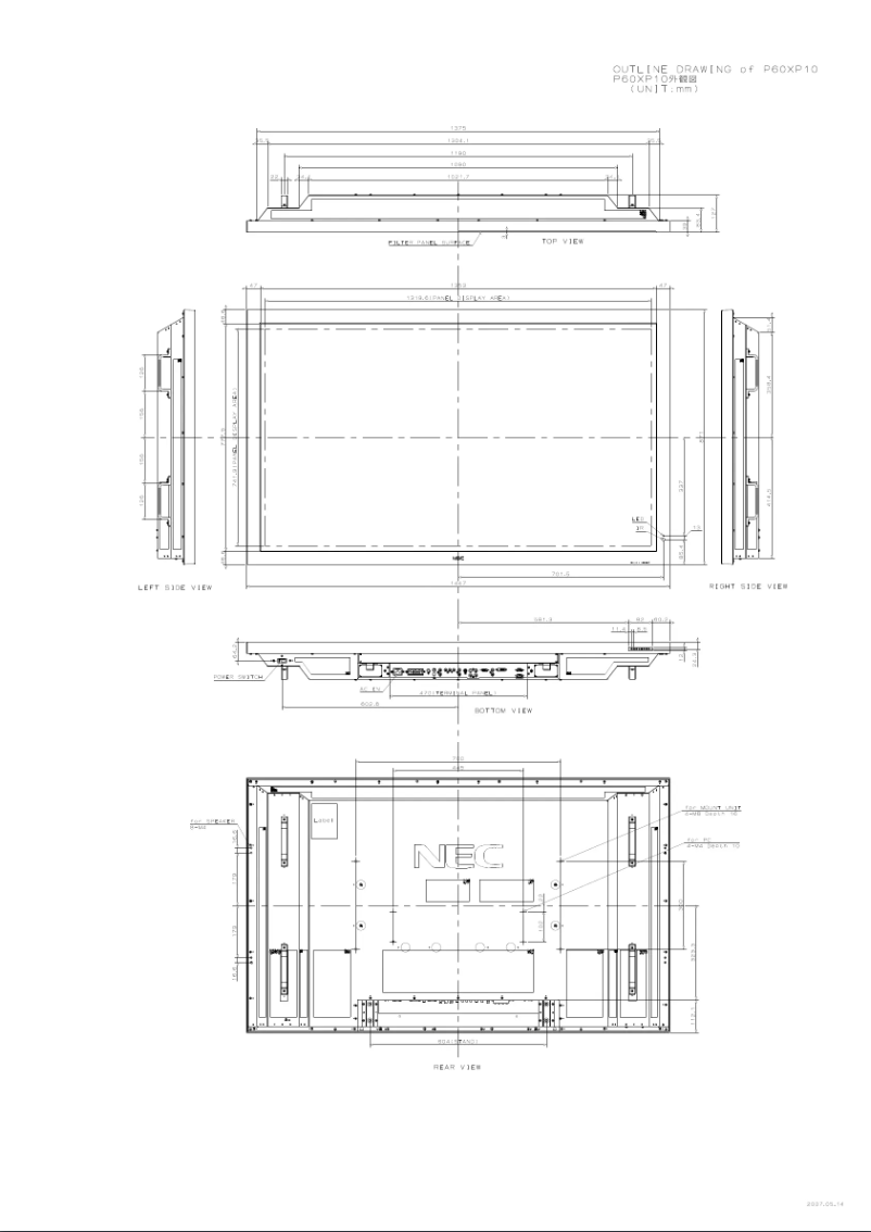 Página 1 del manual Dibujo técnico NEC PlasmaSync 60XP10