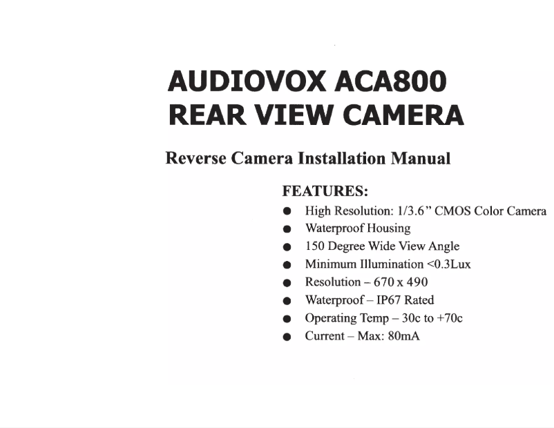 Imagen de la primera página del manual del dispositivo ACA800