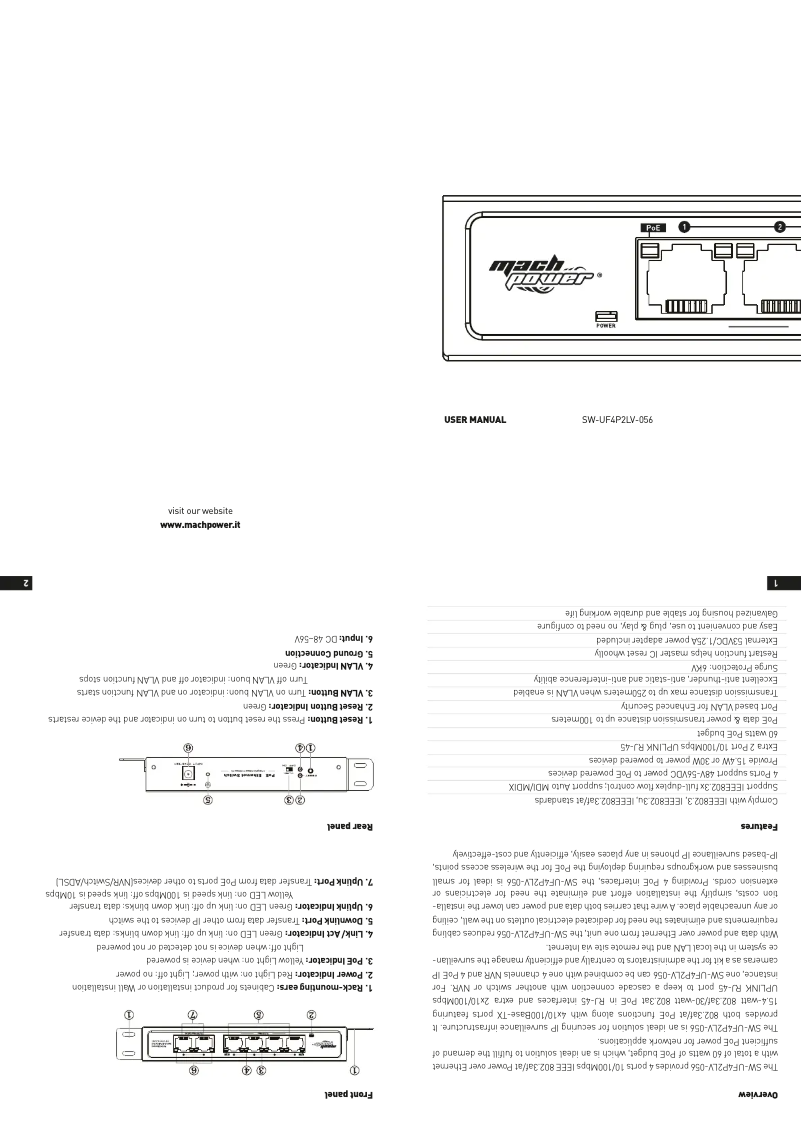 Imagen de la primera página del manual del dispositivo SW-UF4P2LV-056