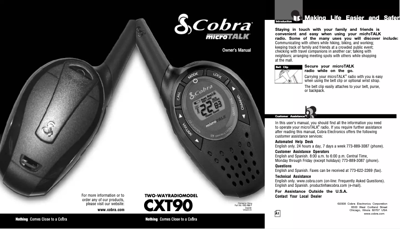 Página 1 del manual Manual de usuario Cobra CXT90 Microtalk