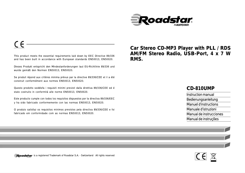 Imagen de la primera página del manual del dispositivo CD-810UMP/N