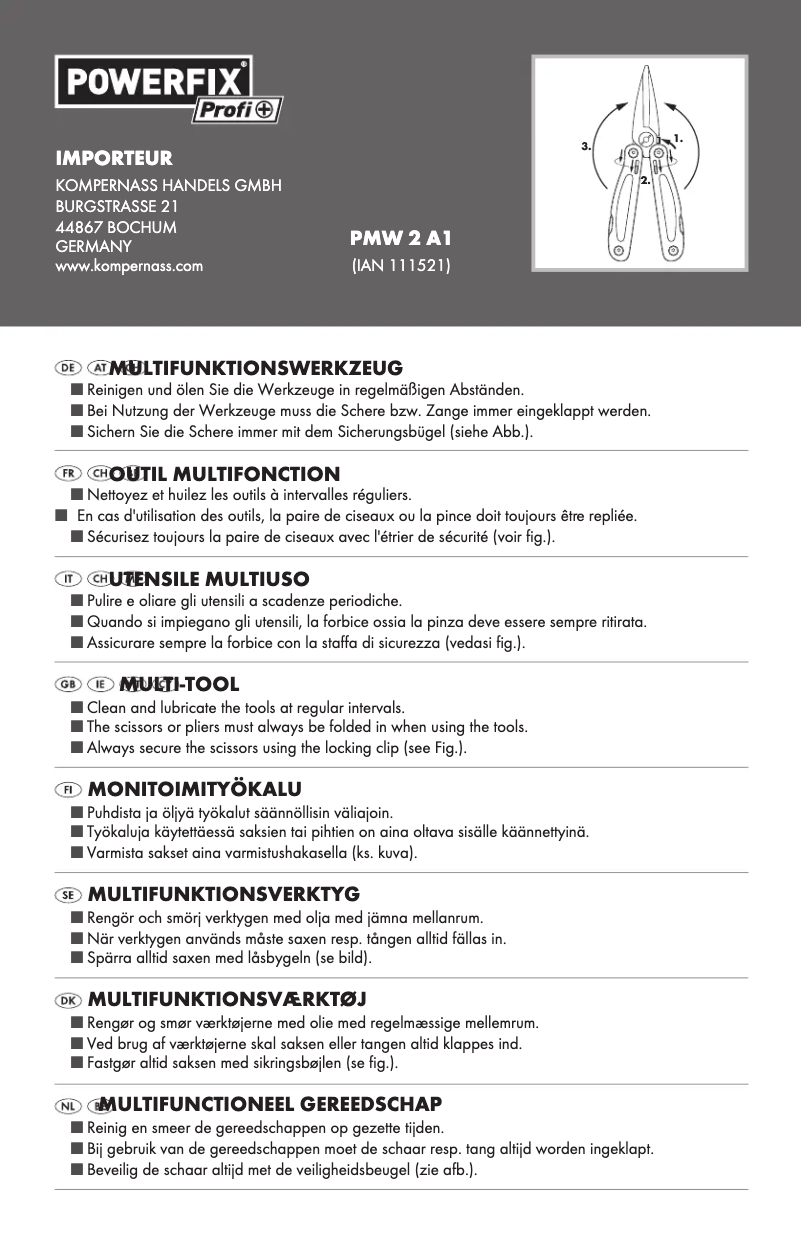 Página nº 1 - Manual de usuario Powerfix PMW 2 B1