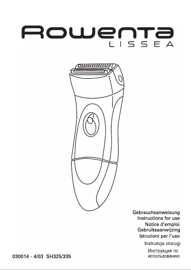 Página nº 1 - Manual de usuario Rowenta Lissea SH335