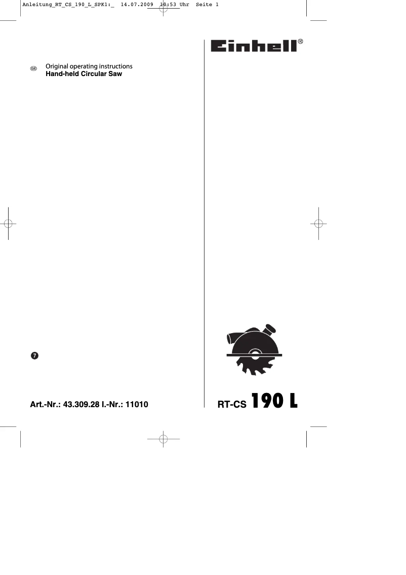 Imagen de la primera página del manual del dispositivo RT-CS 190 L