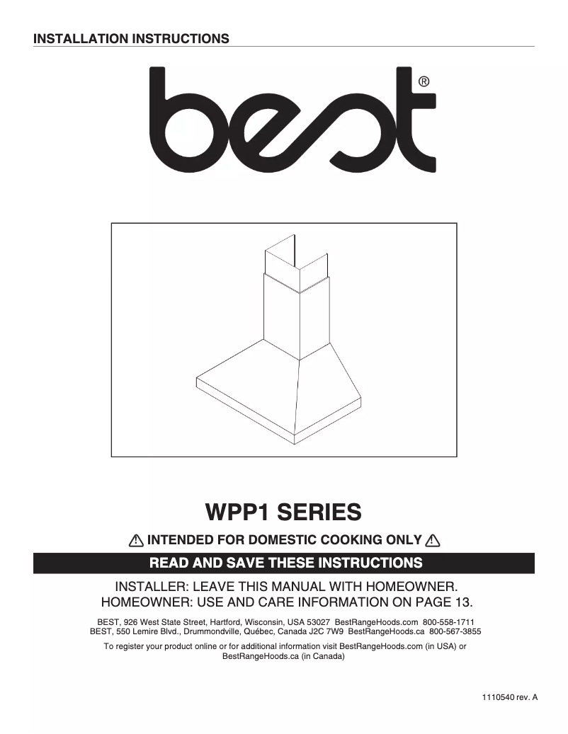 Página 1 del manual Manual de usuario Best WPP1366SS