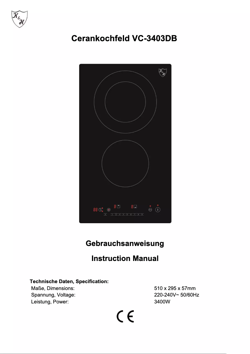 Imagen de la primera página del manual del dispositivo VC-3403DB