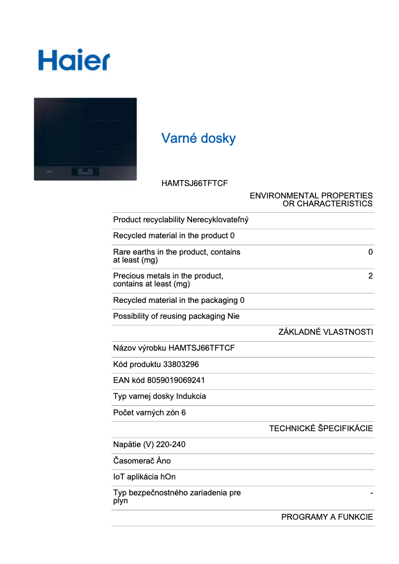 Página 1 del manual Etiqueta energética Haier HAMTSJ66TFTCF