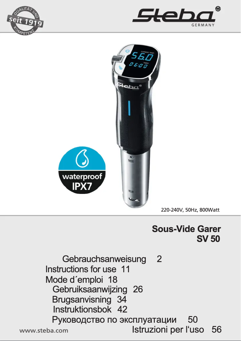 Imagen de la primera página del manual del dispositivo SV 50