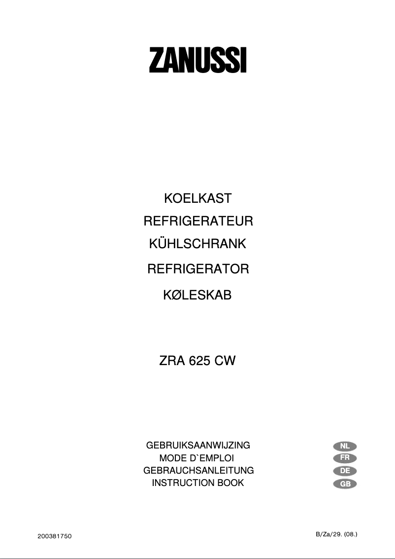 Imagen de la primera página del manual del dispositivo ZRA625CW