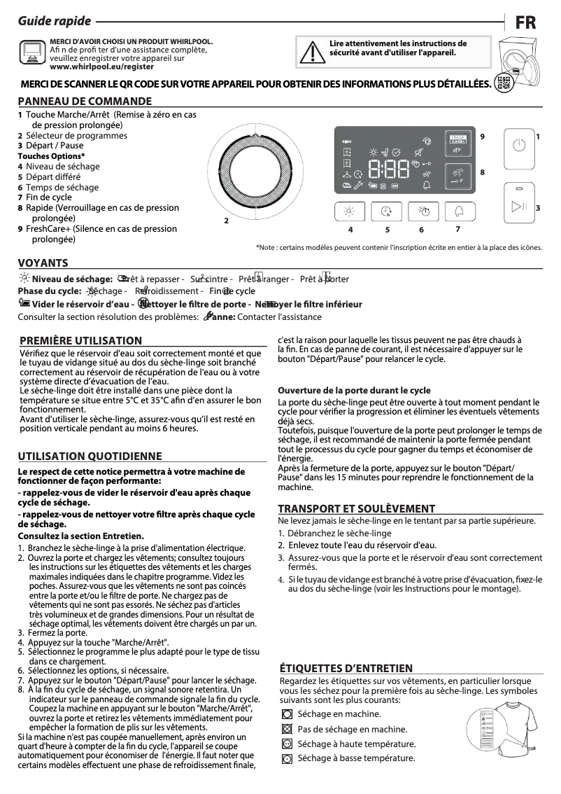 Página nº 1 - Manual de uso y mantenimiento Whirlpool FFT M11 82WS FR