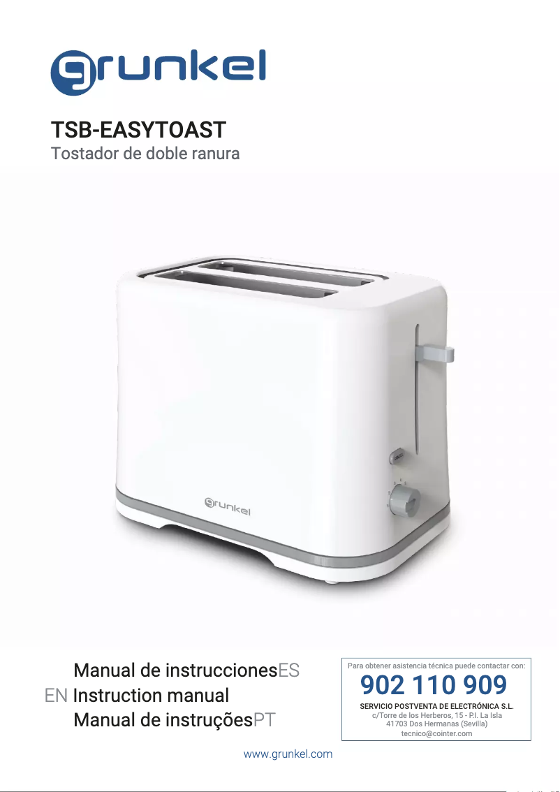 Imagen de la primera página del manual del dispositivo TSB-EASYTOAST