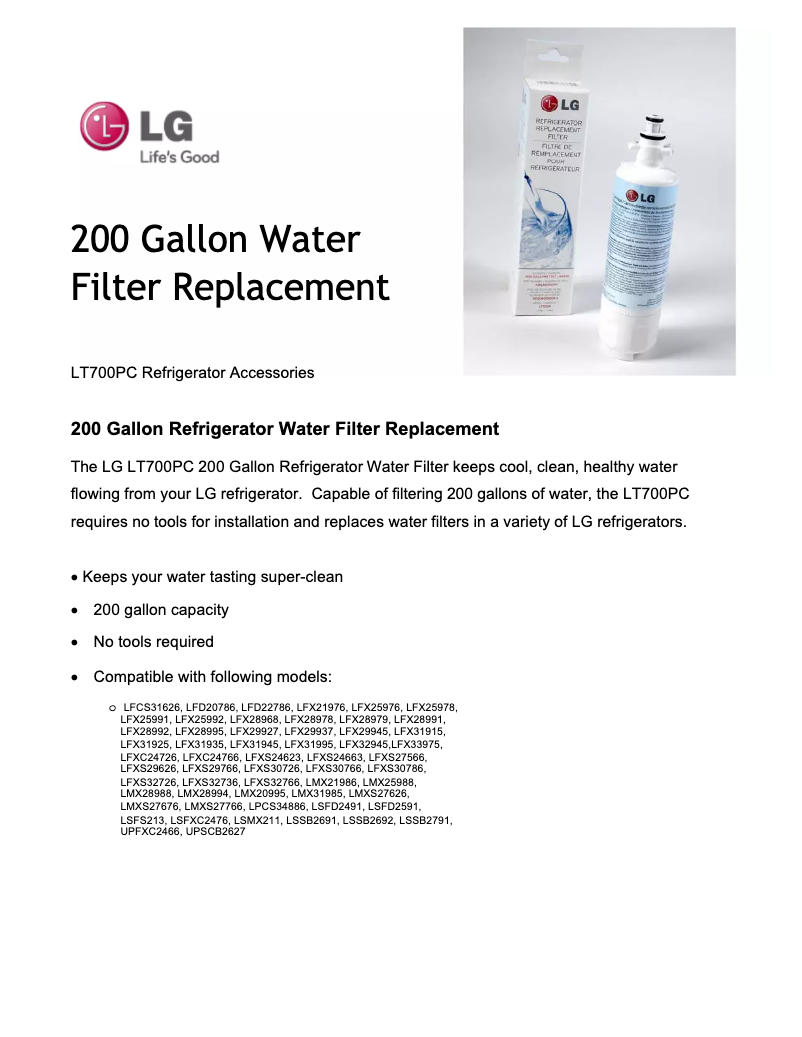 Imagen de la primera página del manual del dispositivo LT700PC