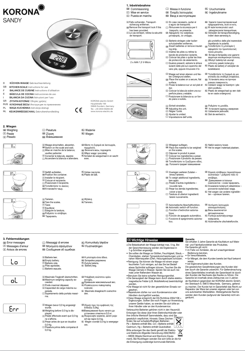 Página nº 1 - Manual de usuario Korona Sandy