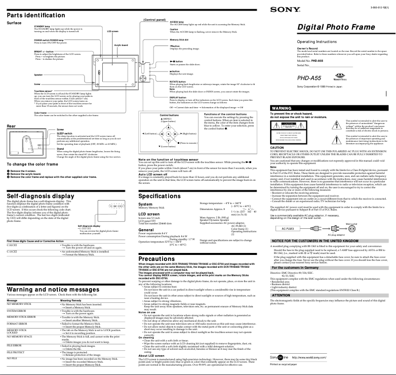 Imagen de la primera página del manual del dispositivo PHD-A55