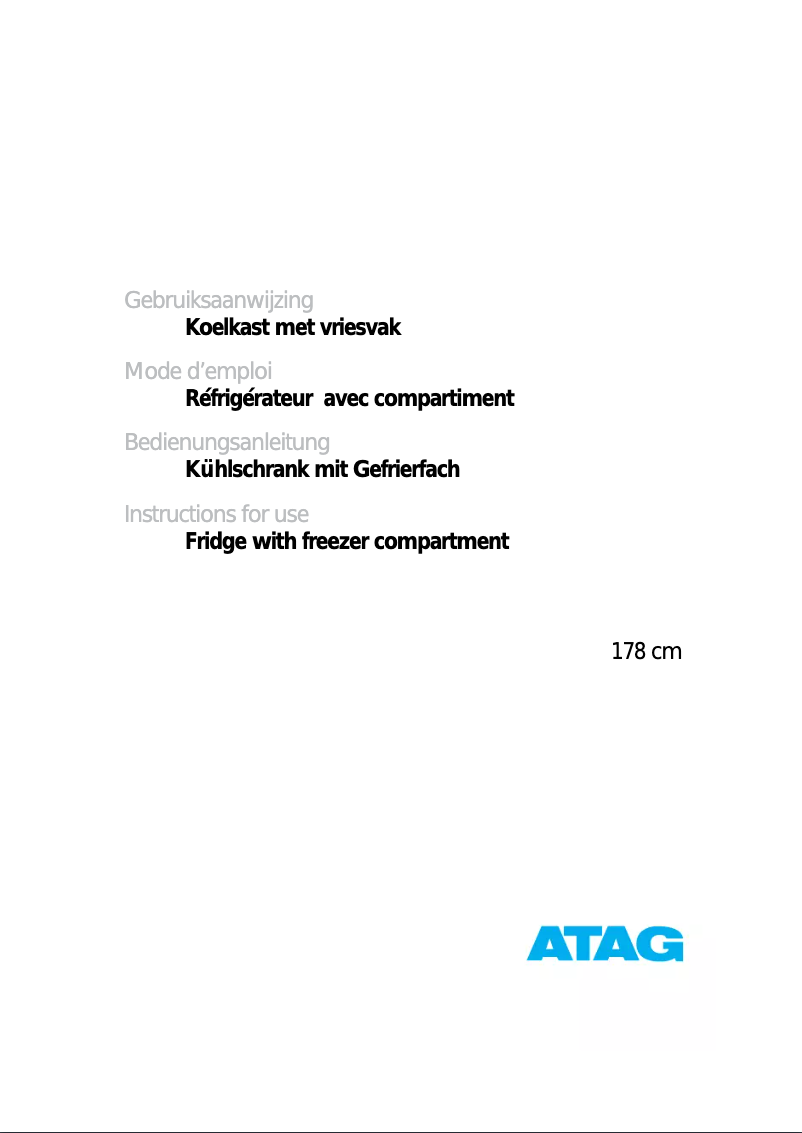 Página 1 del manual Manual de instrucciones Atag KD62122A