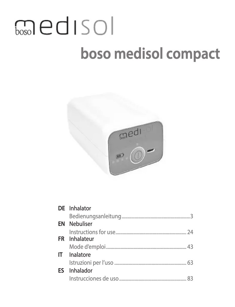Imagen de la primera página del manual del dispositivo Medisol Compact