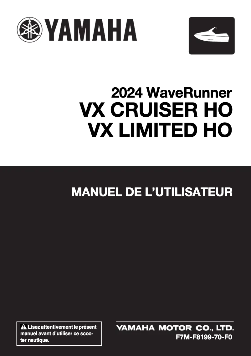 Página nº 1 - Manual de usuario Yamaha WaveRunner VX Limited HO (2024)