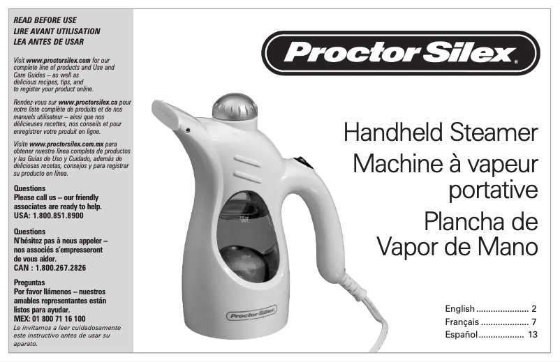 Página 1 del manual Manual de usuario Proctor Silex 11579