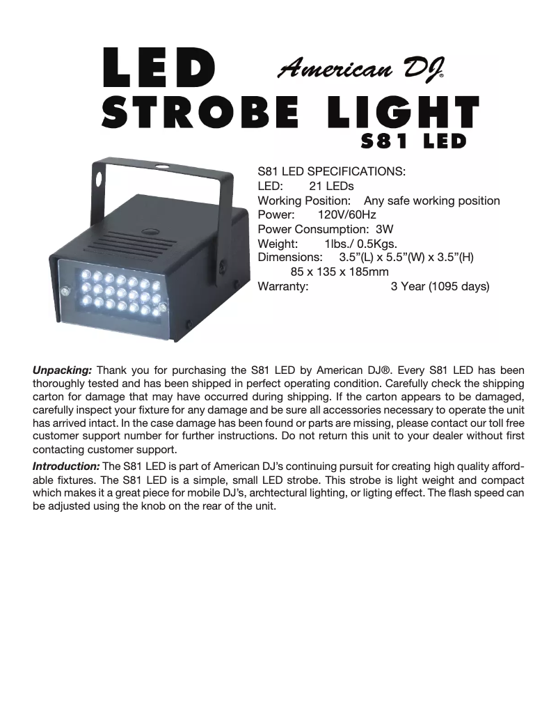 Página nº 1 - Manual de usuario American DJ S-81 LED