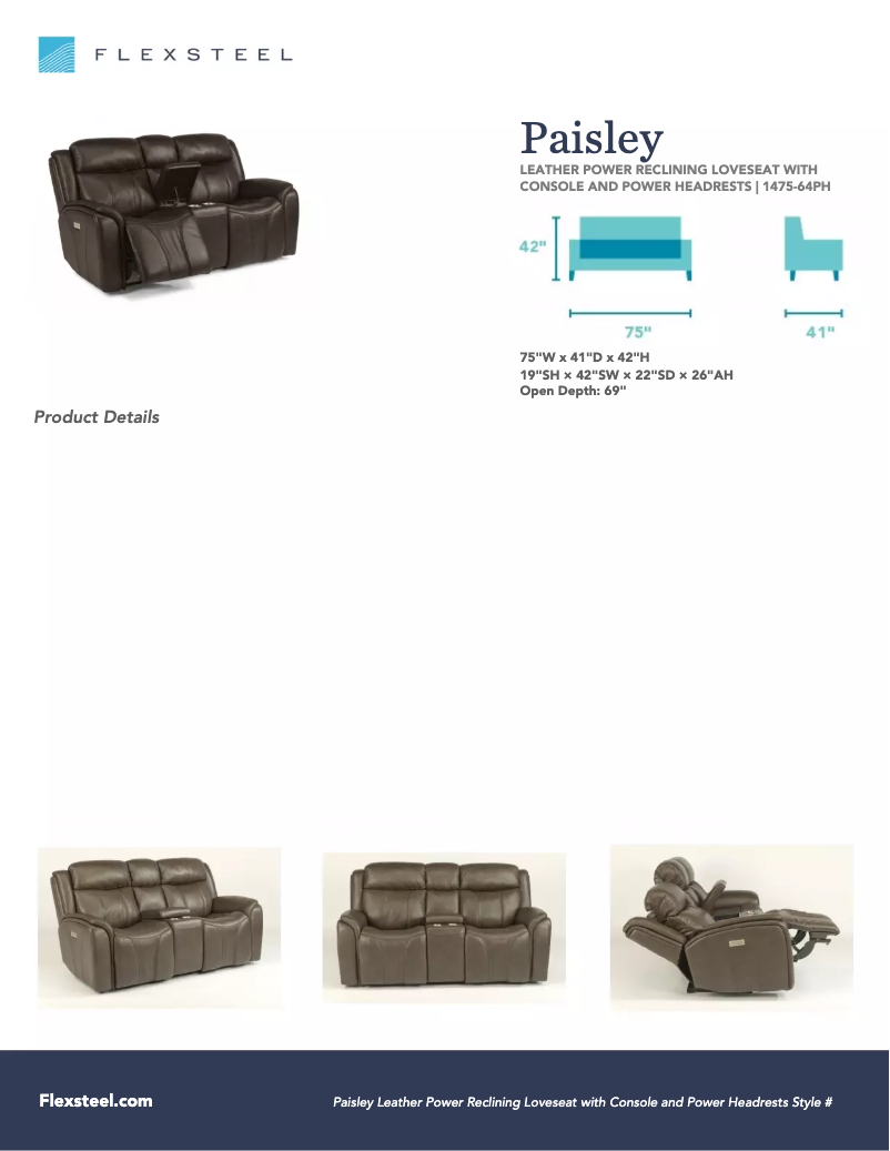 Página 1 del manual Manual de usuario Flexsteel Paisley 1475-64PH