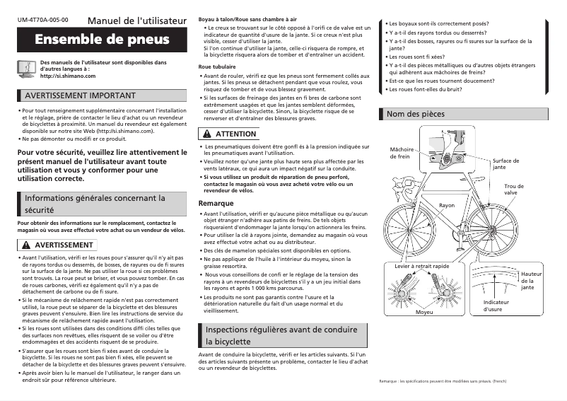 Página 1 del manual Manual de usuario Shimano WH-R501-CL-F