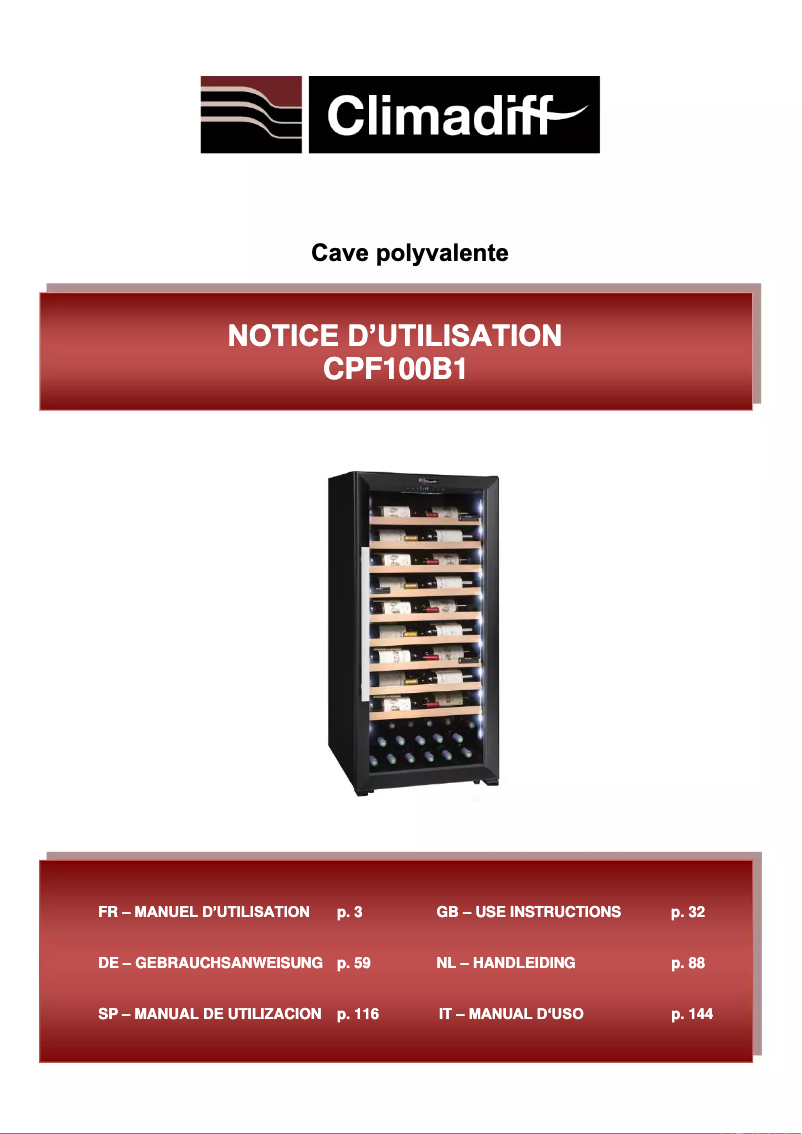 Imagen de la primera página del manual del dispositivo CPF100B1