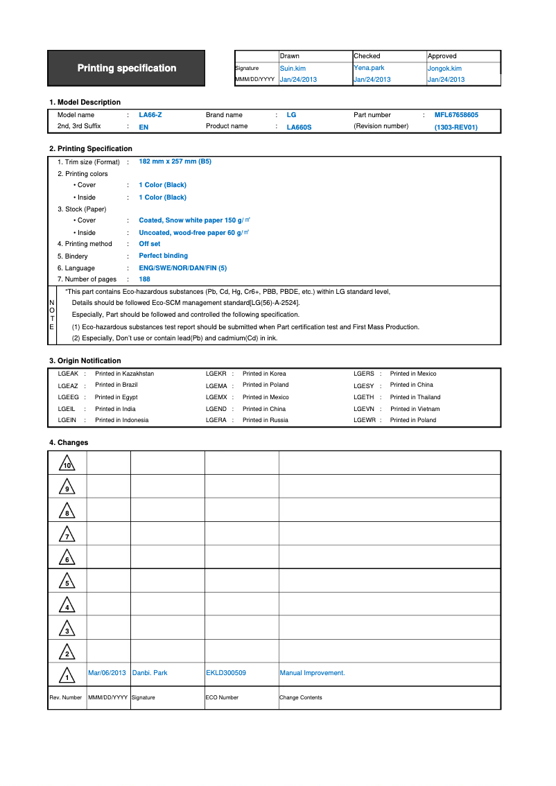 Imagen de la primera página del manual del dispositivo 32LN577V