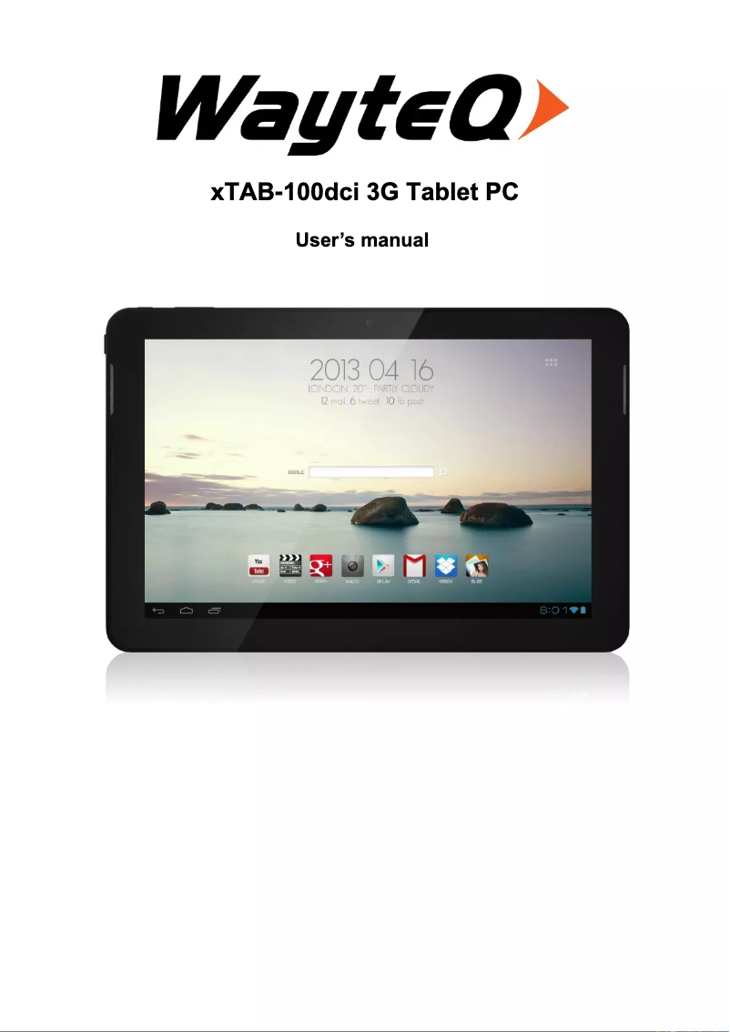 Imagen de la primera página del manual del dispositivo XTab 100 DCi