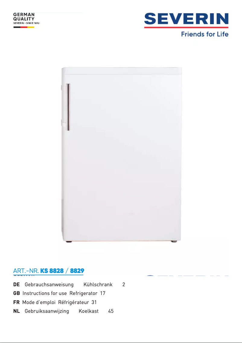 Página 1 del manual Manual de usuario Severin KS 8829