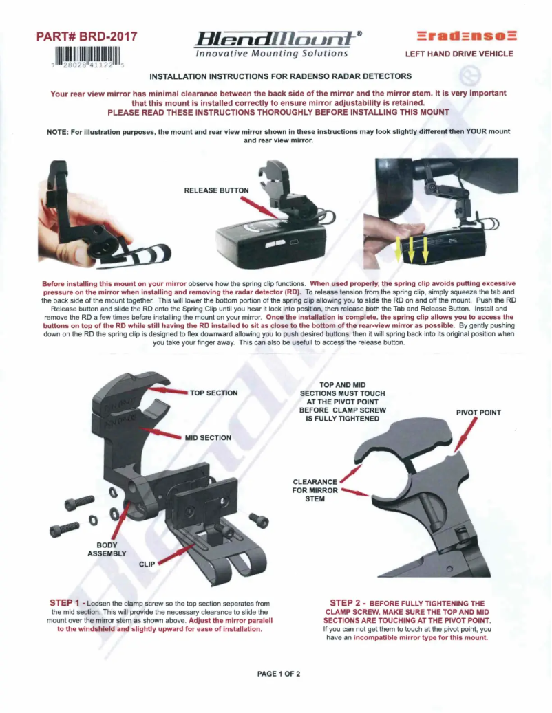 Página 1 del manual Manual de usuario BlendMount BRD-2017