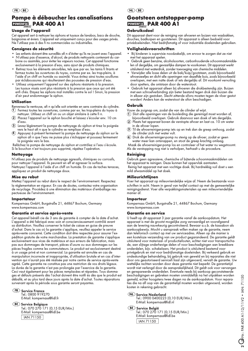 Imagen de la primera página del manual del dispositivo IAN 71150