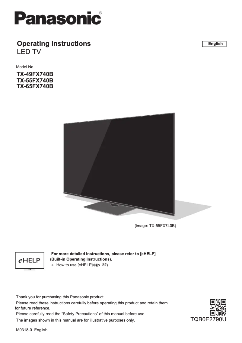 Imagen de la primera página del manual del dispositivo TX-55FX740B
