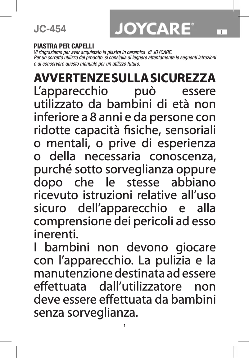 Imagen de la primera página del manual del dispositivo Flat JC-454