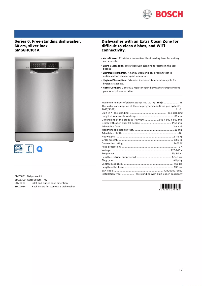 Imagen de la primera página del manual del dispositivo SMS6HCI01A