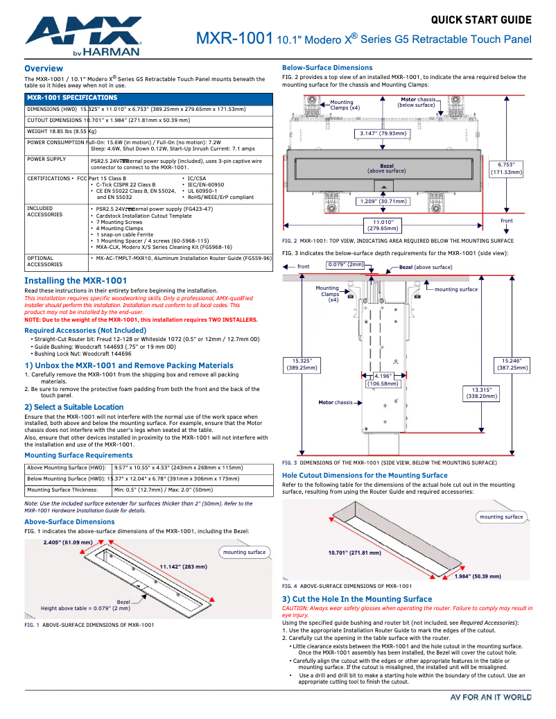 Imagen de la primera página del manual del dispositivo MXR-1001